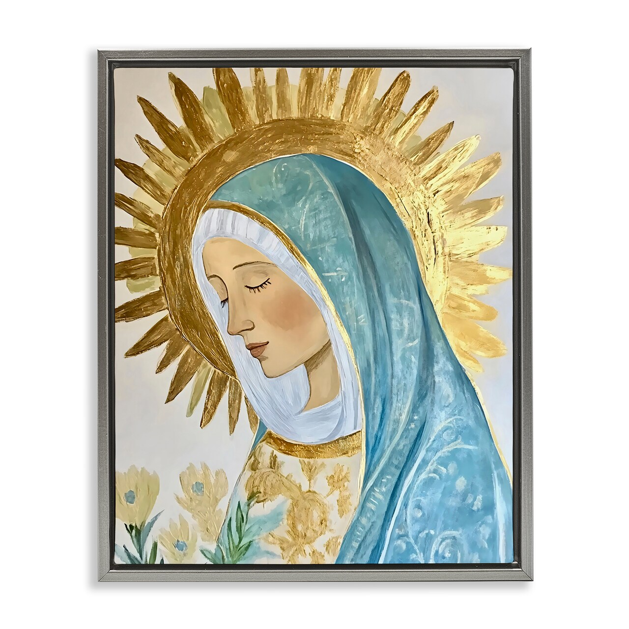 Stupell Industries Holy Mary In Gold Floating Frame, design by Franklyn Gregory